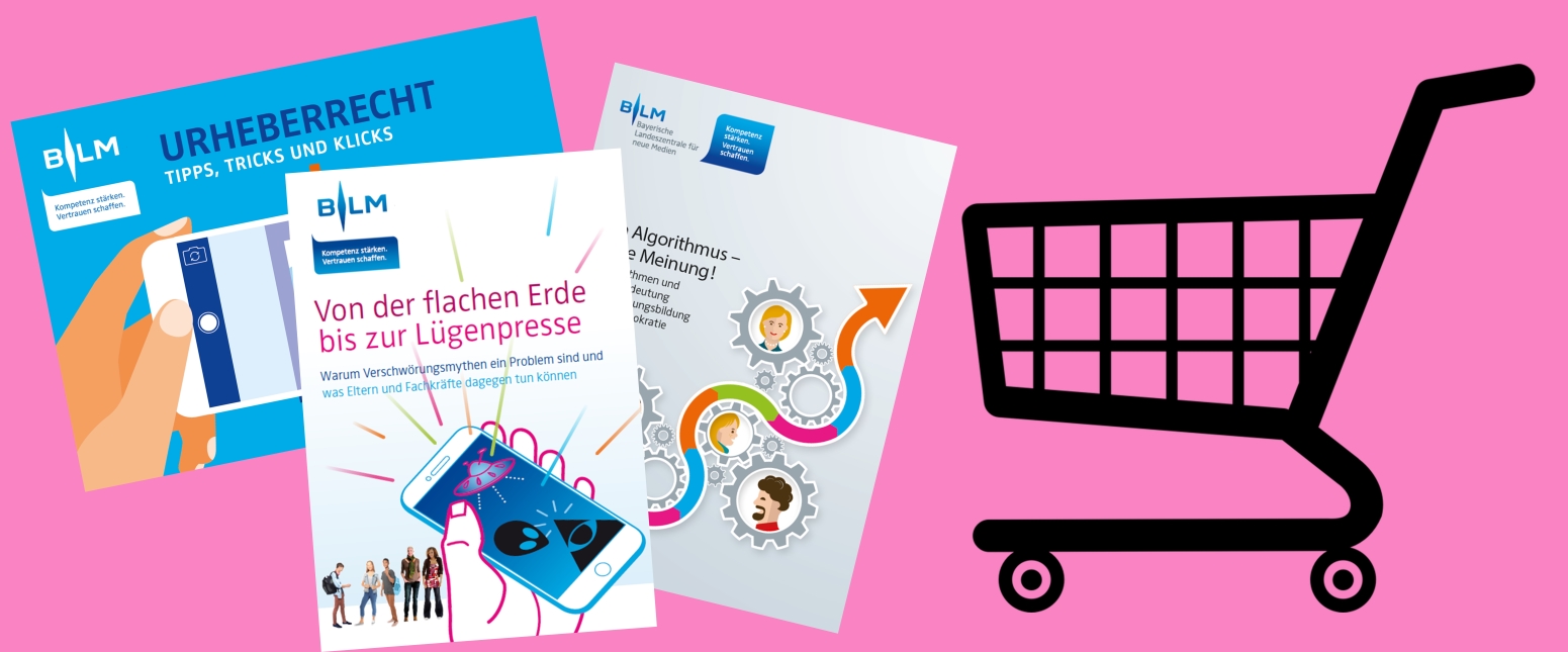 Einkaufswagen und Broschüren